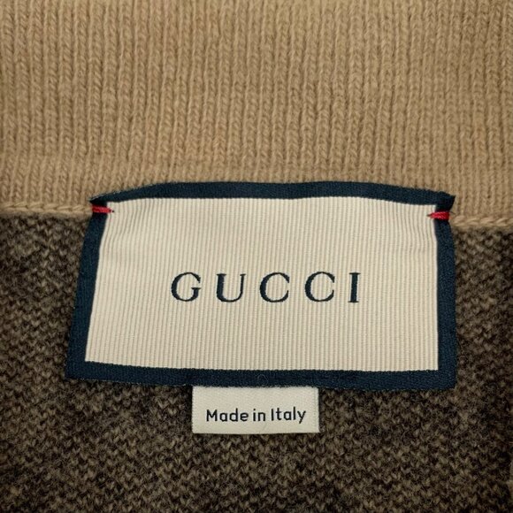 Gucci Brown logo jacquard full-print wool cardigan - Picture 5 of 7